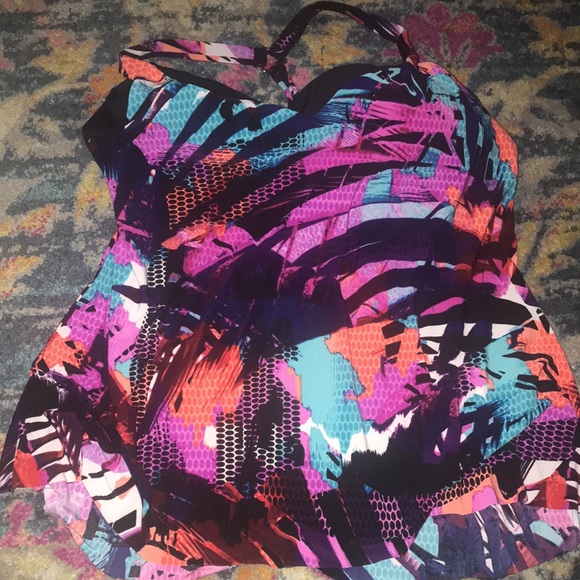 New Aqua Green Plus Size Racerback Tankini - Picture 3 of 7